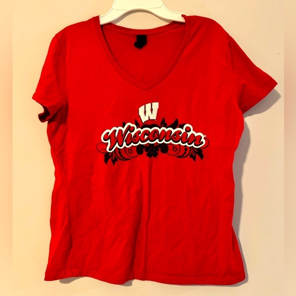 Wisconsin Badgers Red Women's V-Neck Top